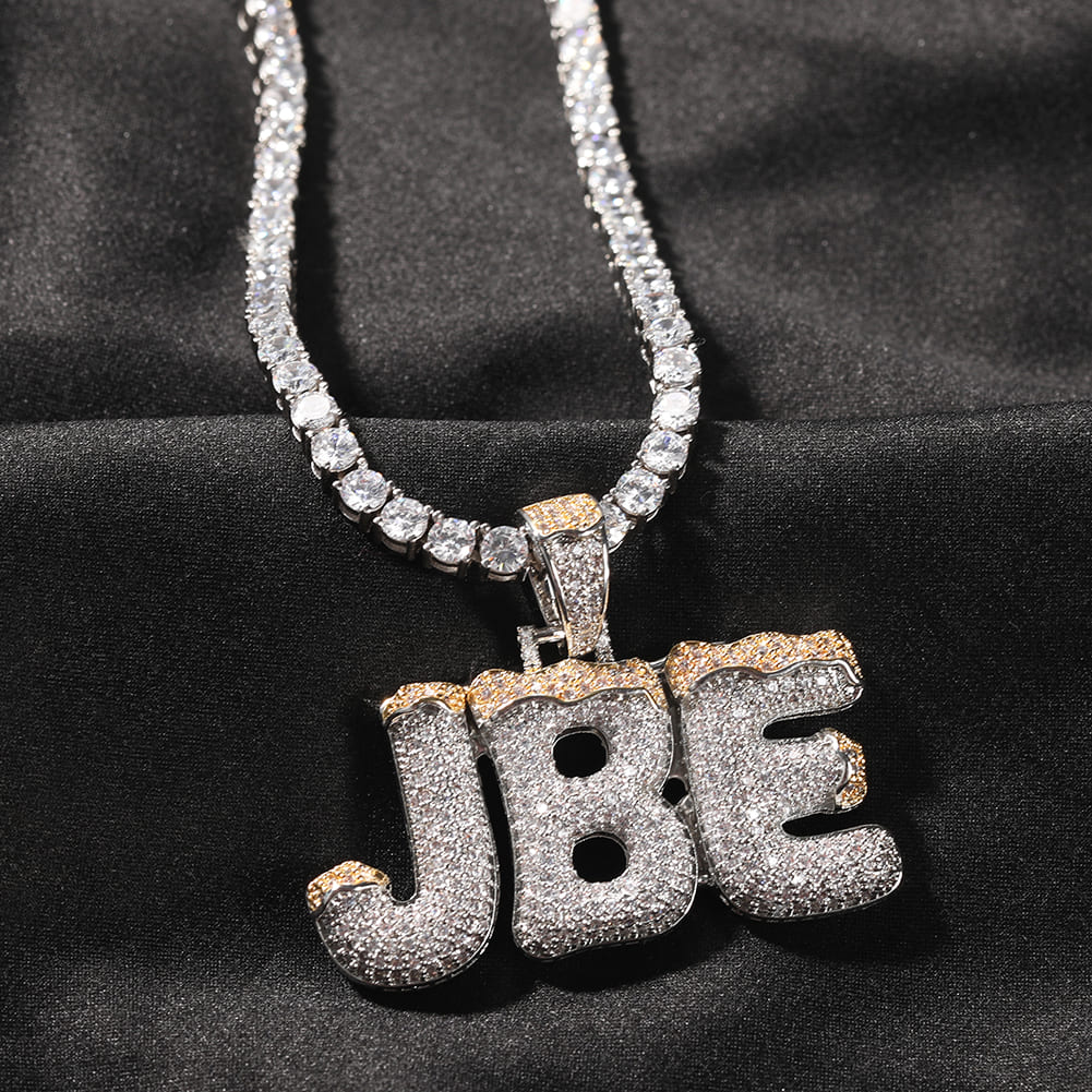 Personalized Iced out Bubble Letter Name Necklace
