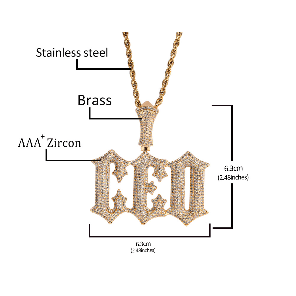 Bling Iced-out Necklace with Letters Custom
