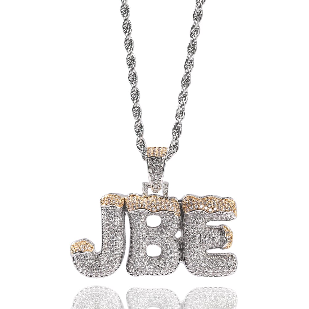 Personalized Iced out Bubble Letter Name Necklace