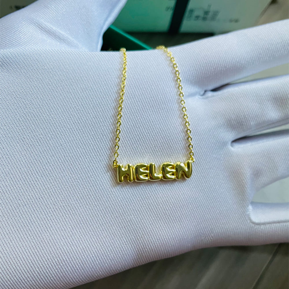 Custom Mini Bubble Letter Name Necklace