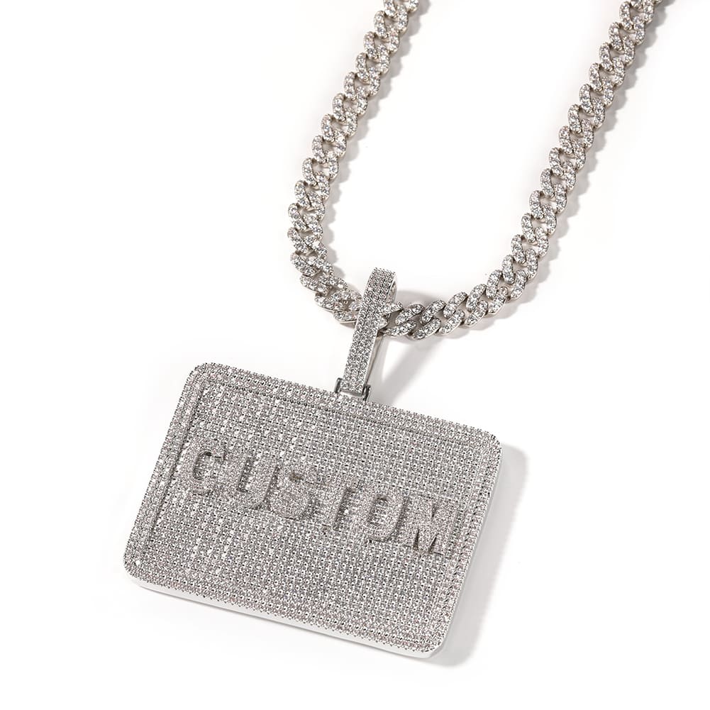 Custom 3d Square Disc Letter Pendant Necklace