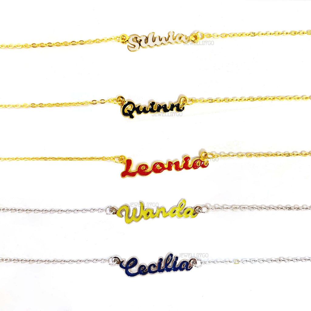 Personalized Inspirational Color Nameplate Necklace