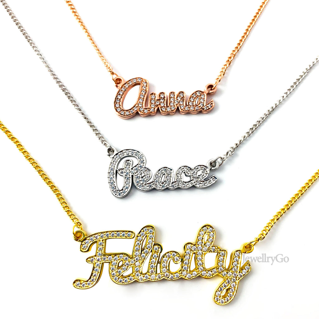 Custom Ice Out Nameplate Necklace