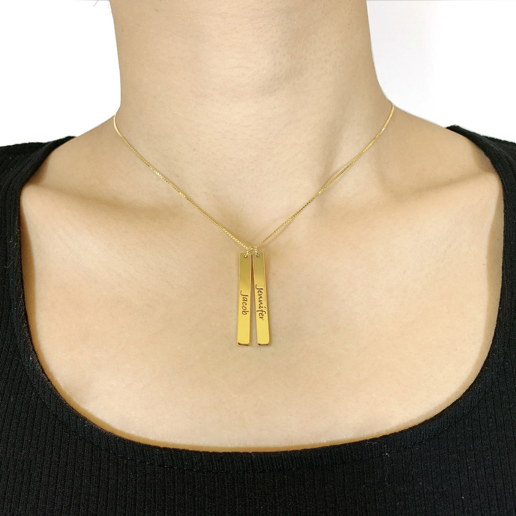 Vertical Engraving Bar Necklace