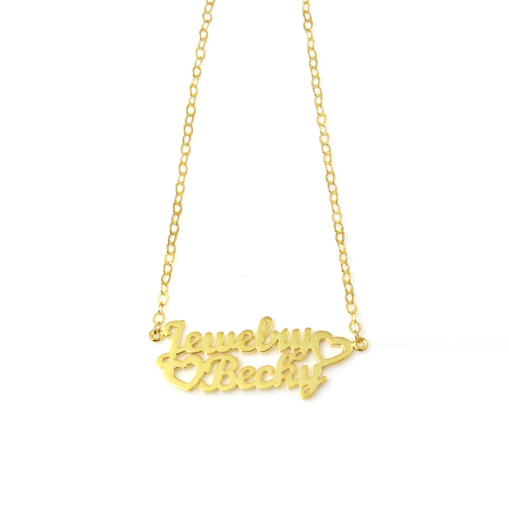 Personalized Double Layered Cursive Name Necklace Gold