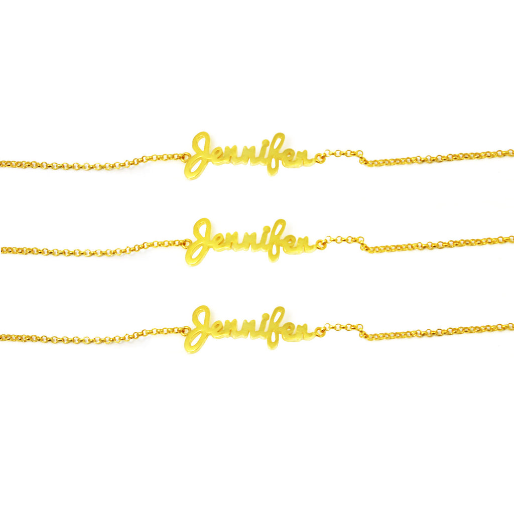 Custom Cursive Name Bracelets Gold