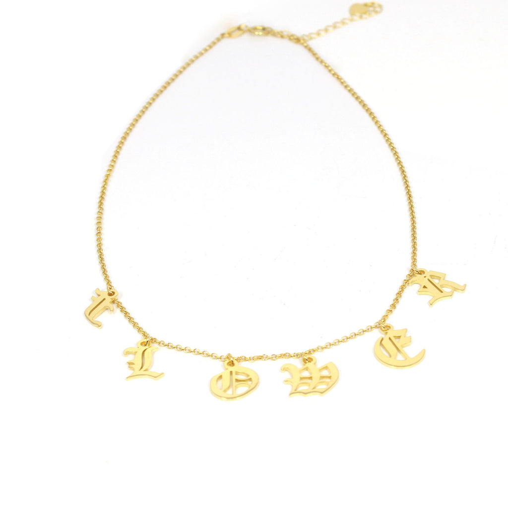 Personalized Old English Initial Choker