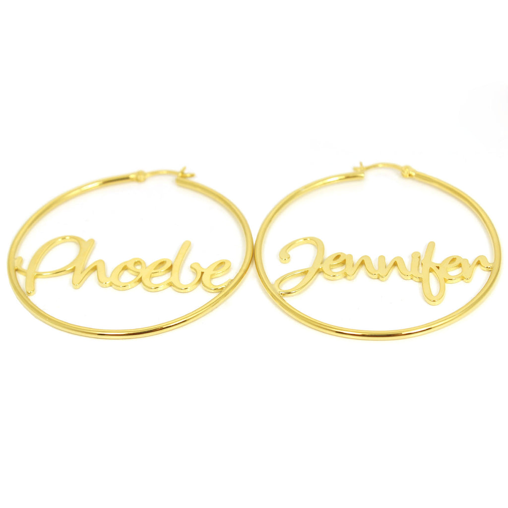 Custom Hoop Name Earrings Gold