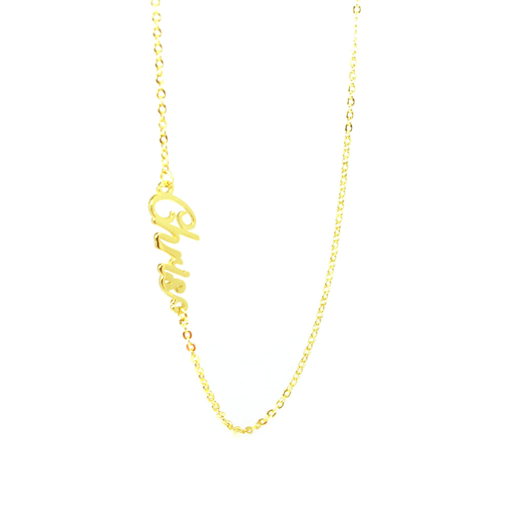 Sideway Nameplate Necklace